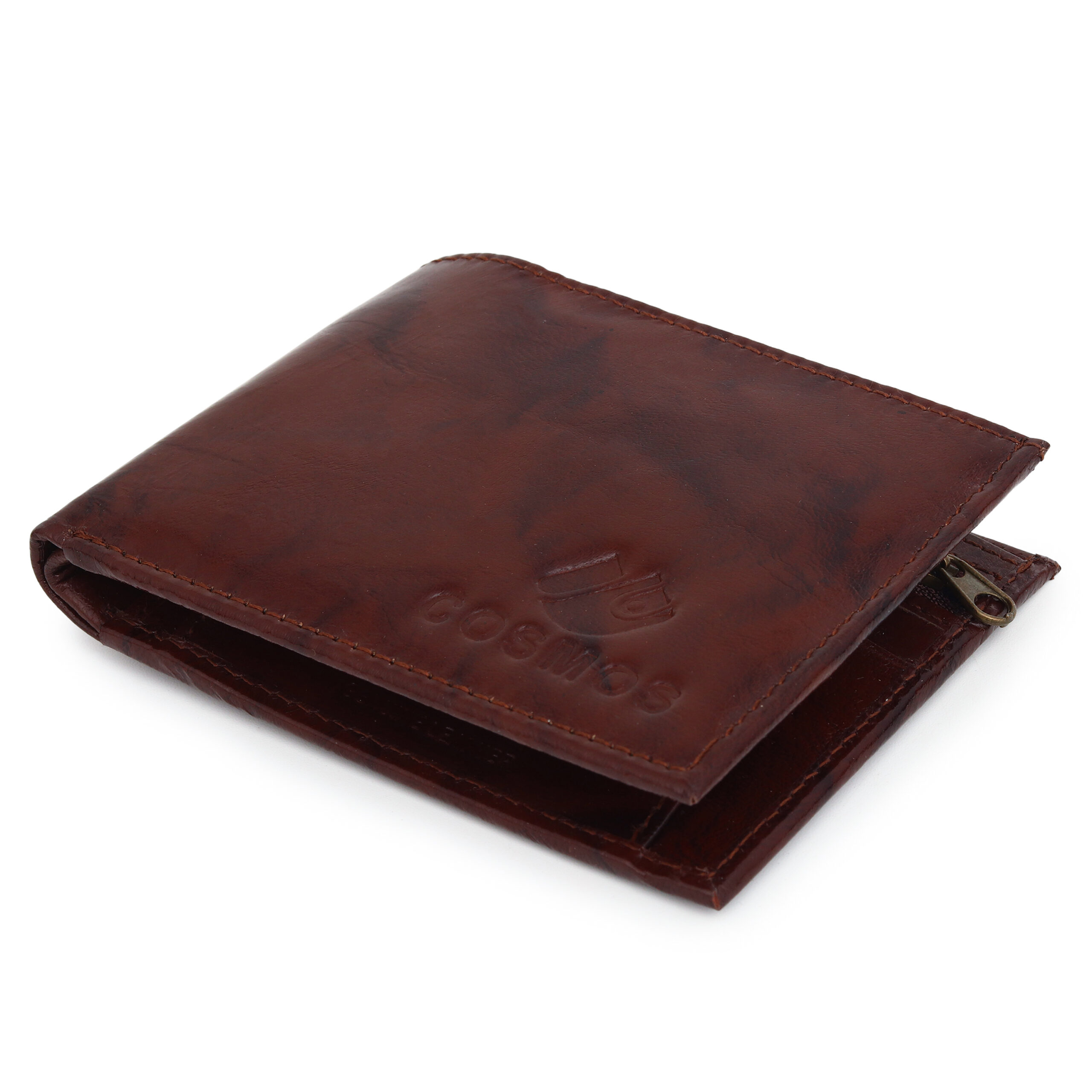 Cosmos Dark Brown RFID Leather Wallet for Men Sleek Bifold Minimalist Design