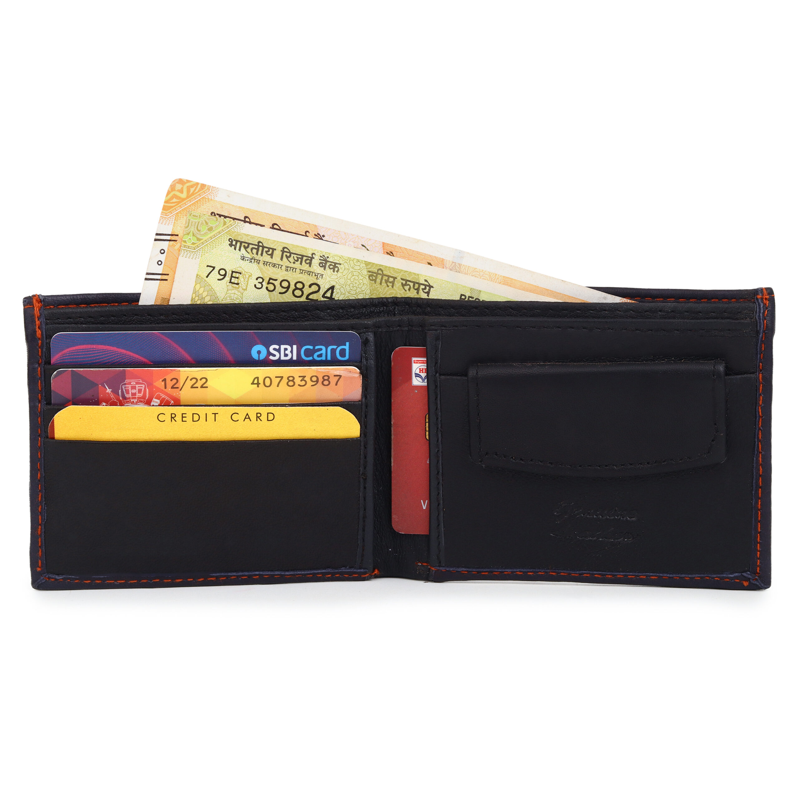 Navy Blue Slim Leather Wallet for Men & Women - Image 7