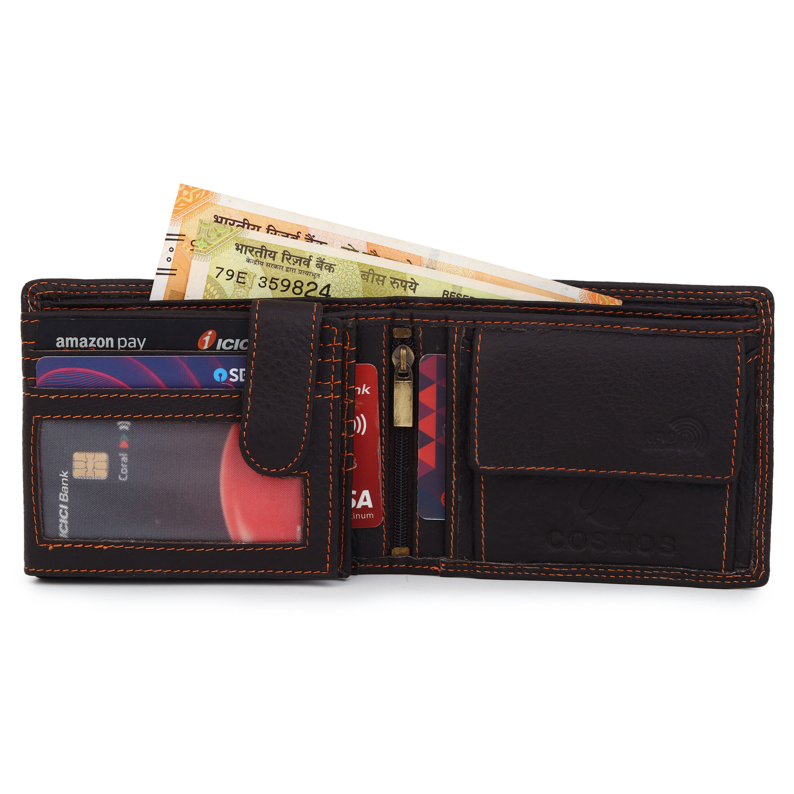 Premium Pebbled Leather Dark Brown Wallet – Compact & Durable - Image 7