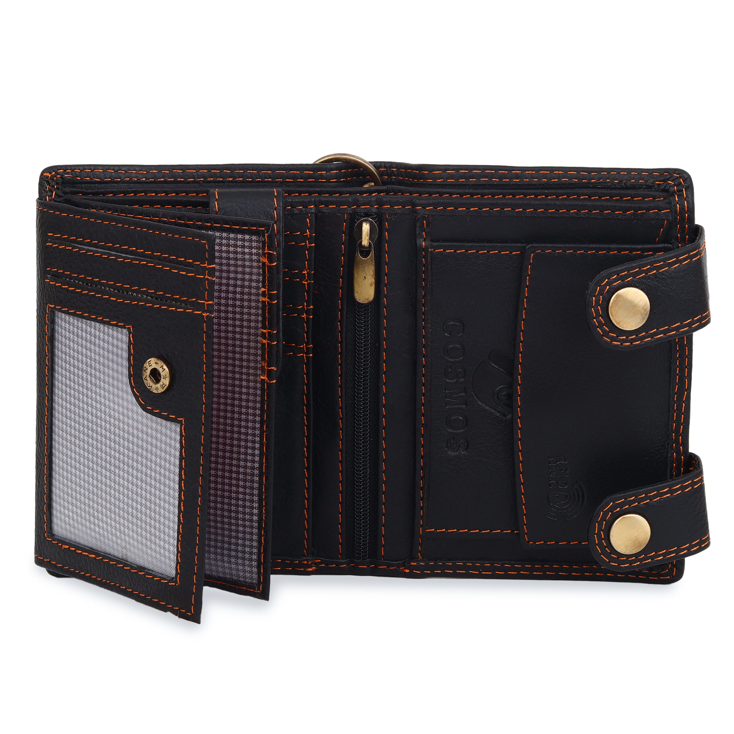 Cosmos Black RFID Leather Wallet for Men Slim Bifold Minimalist Secure Design - Image 4