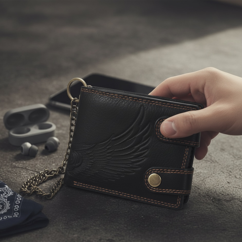 Cosmos Black RFID Leather Wallet for Men Slim Bifold Minimalist Secure Design - Image 7
