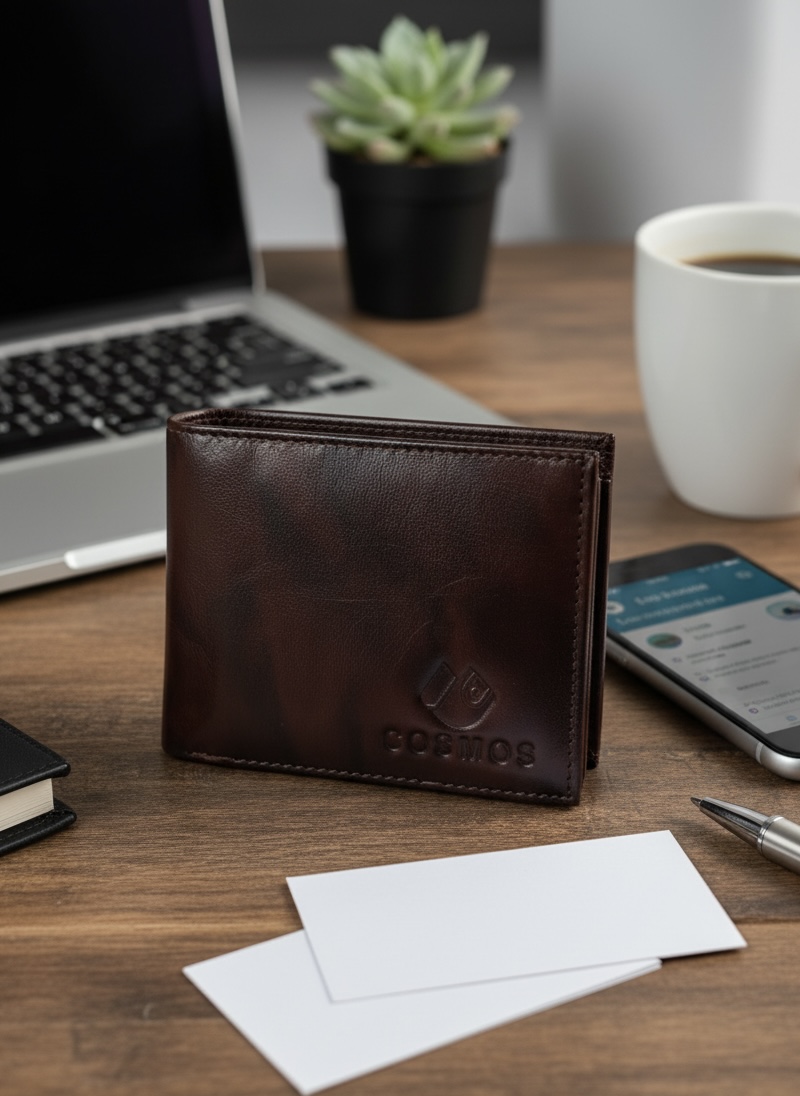 Cosmos Dark Brown RFID Leather Wallet for Men Sleek Bifold Minimalist Design - Image 8
