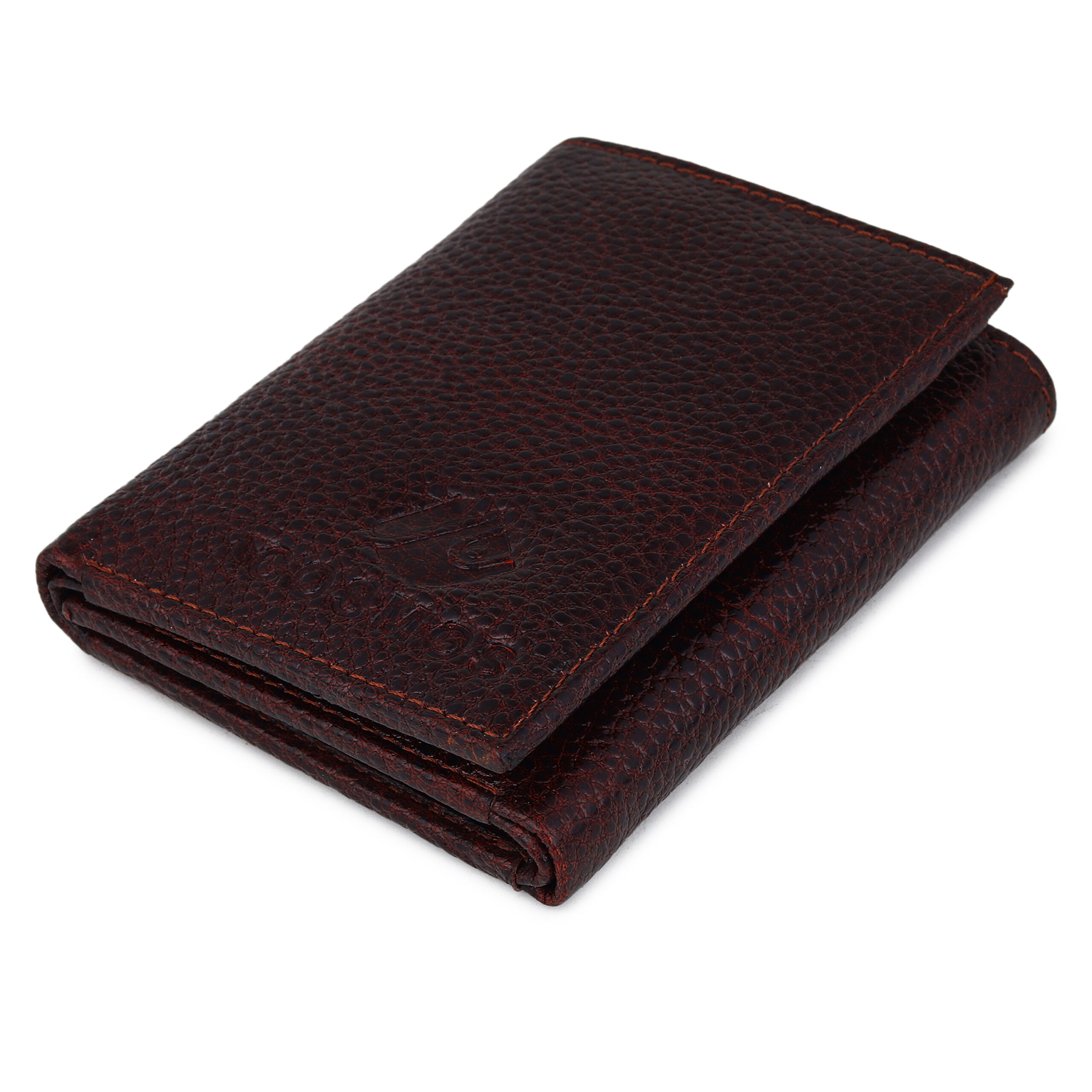 Cosmos Premium Brown Pebbled Leather Wallet for Men Trifold Slim High Capacity Design - Image 3