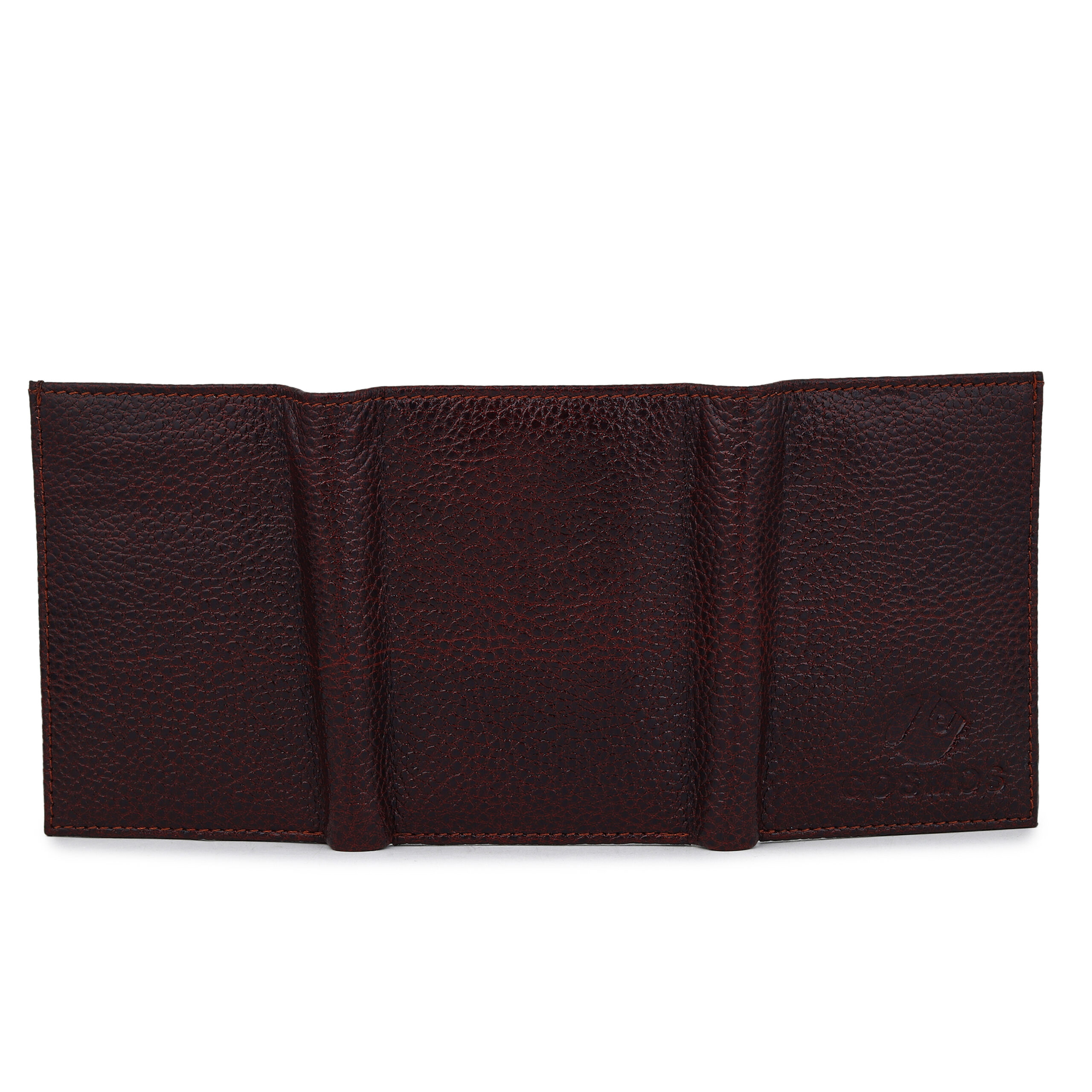 Cosmos Premium Brown Pebbled Leather Wallet for Men Trifold Slim High Capacity Design - Image 7