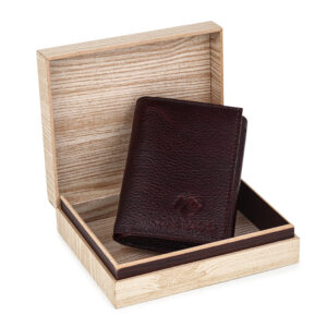 Cosmos Premium Brown Pebbled Leather Wallet for Men Slim Trifold Stylish Durable Design